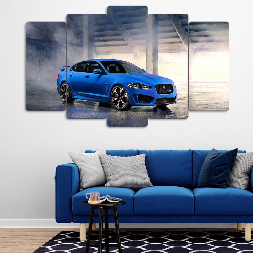 Jaguar XFR-S Mavi Güç - 5 Parçalı Araba Tablo
