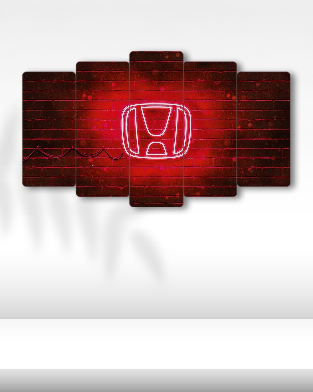 Honda Logo Neon Kırmızı - 5 Parçalı Araba Tablo