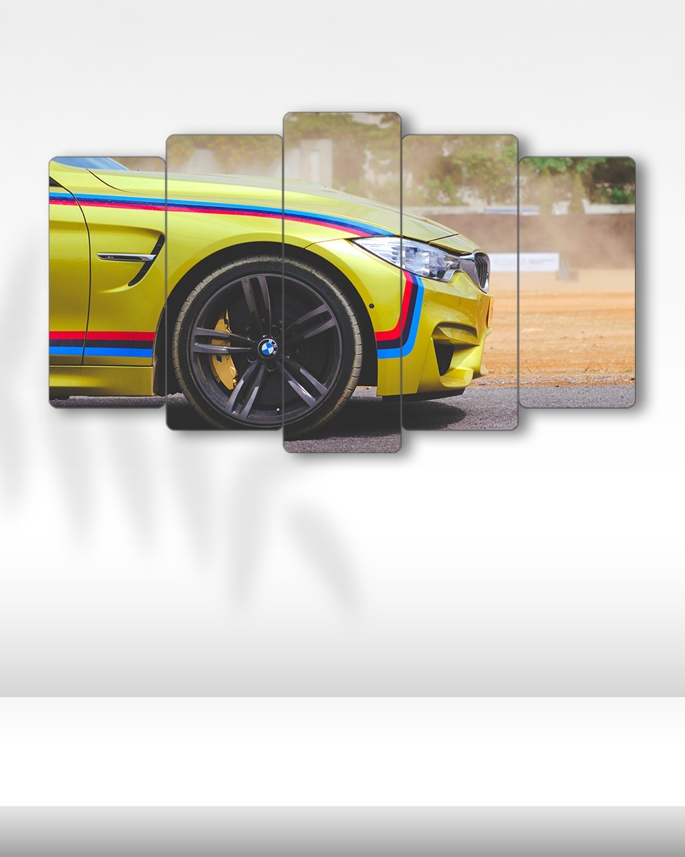 BMW M4 Austin Yellow - 5 Parçalı Araba Tablo