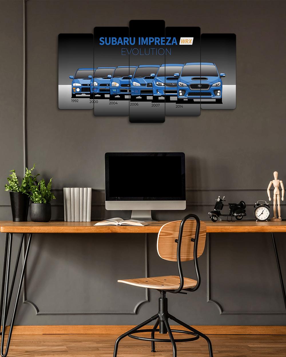 Subaru Impreza WRX Evrimi - 5 Parçalı Araba Tablo