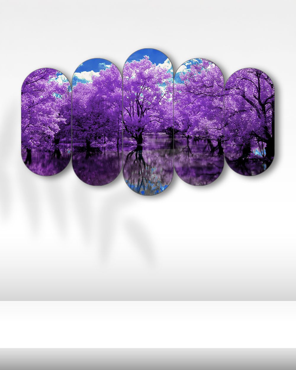 Mor Renkli Ağaçlar - 5 Parçalı Tablo