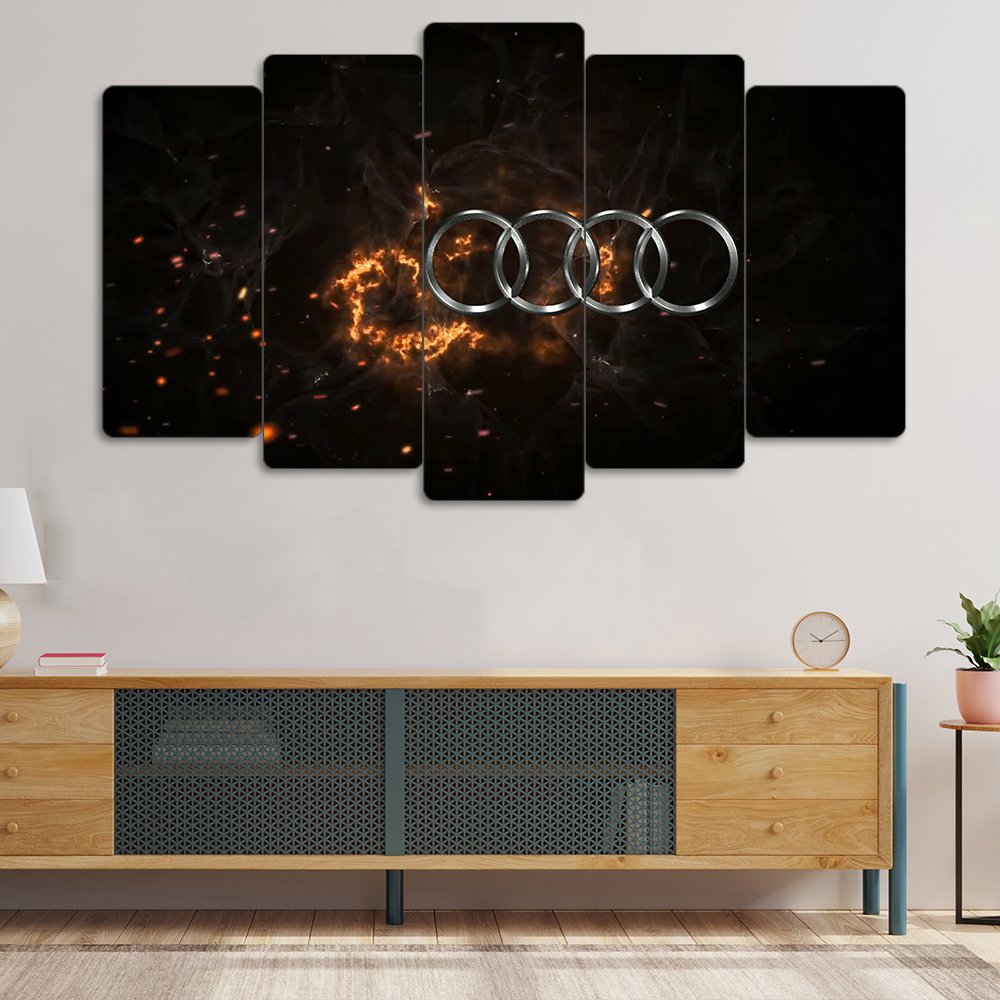 Audi Logo - 5 Parçalı Araba Tablo