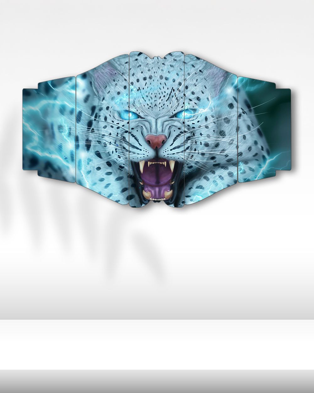 Neon Kar Leoparı - 5 Parçalı Tablo