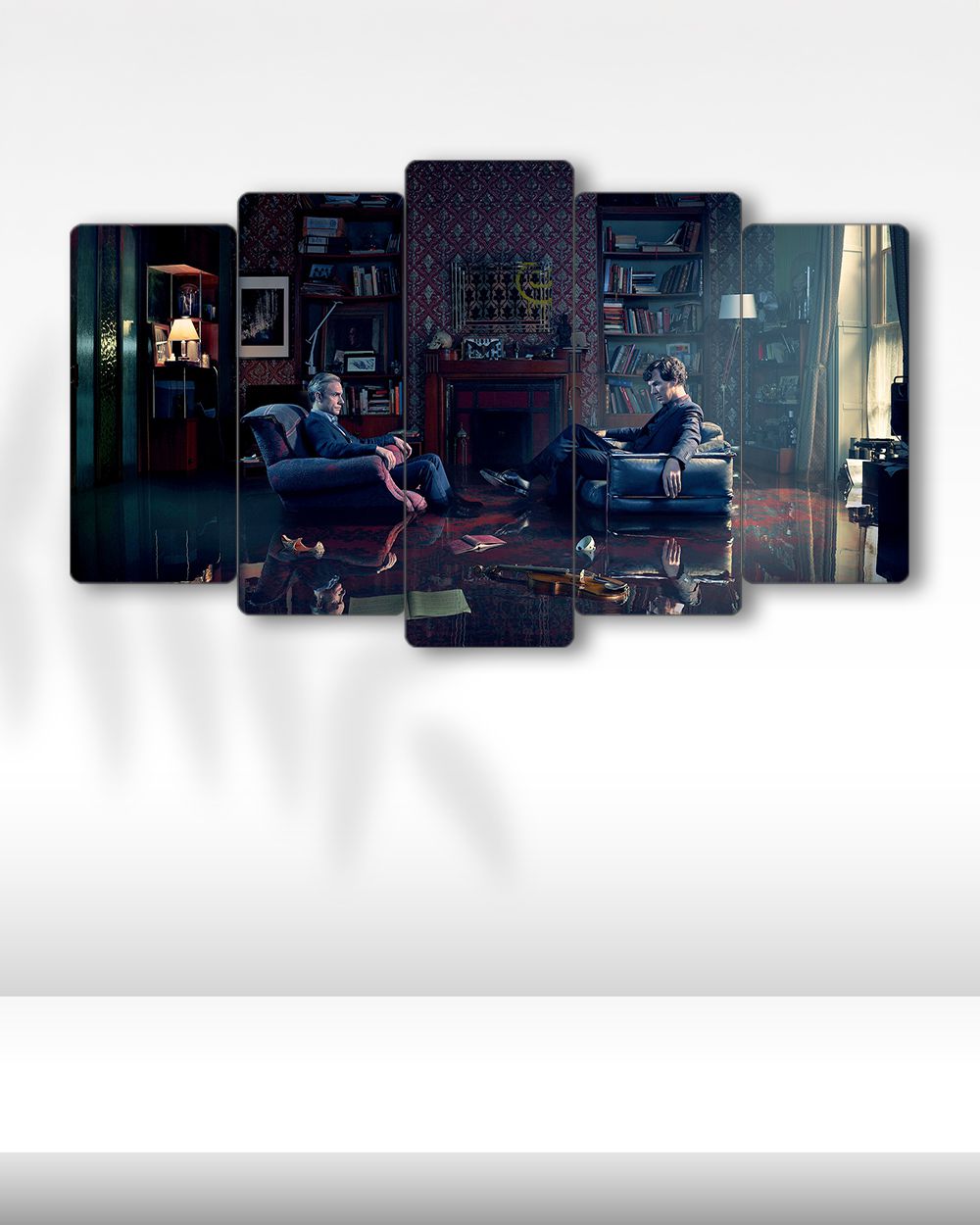 Sherlock ve Moriarty Karşılaşma - 5 Parçalı Tablo