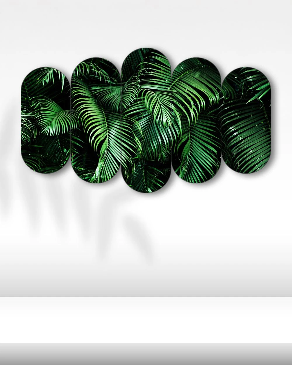 Tropikal Yeşil Yapraklar - 5 Parçalı Tablo