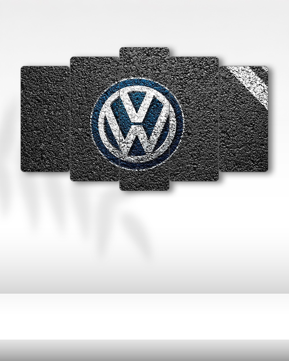 Volkswagen Asfalt Logosu - 5 Parçalı Araba Tablo
