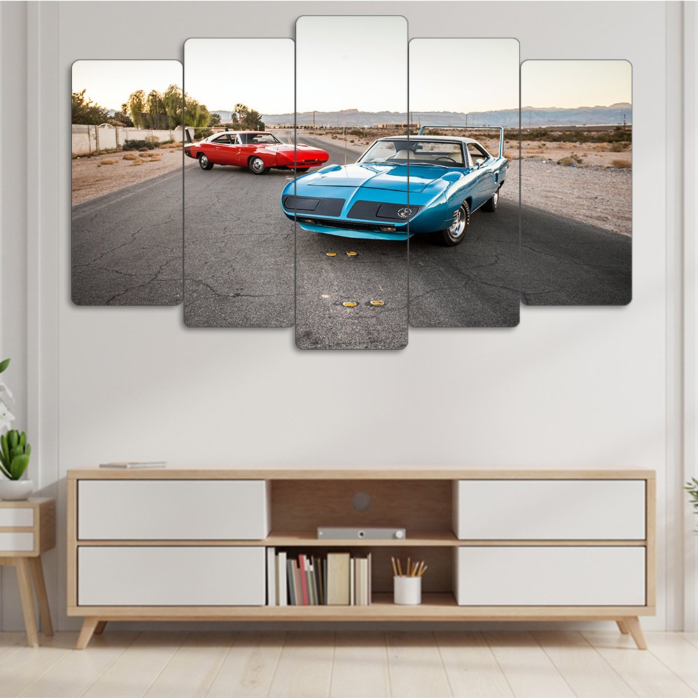 Plymouth Superbird & Dodge Charger Daytona - 5 Parçalı Araba Tablo