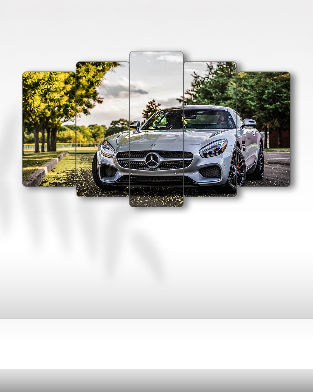 Mercedes-AMG GT Silver - 5 Parçalı Araba Tablo