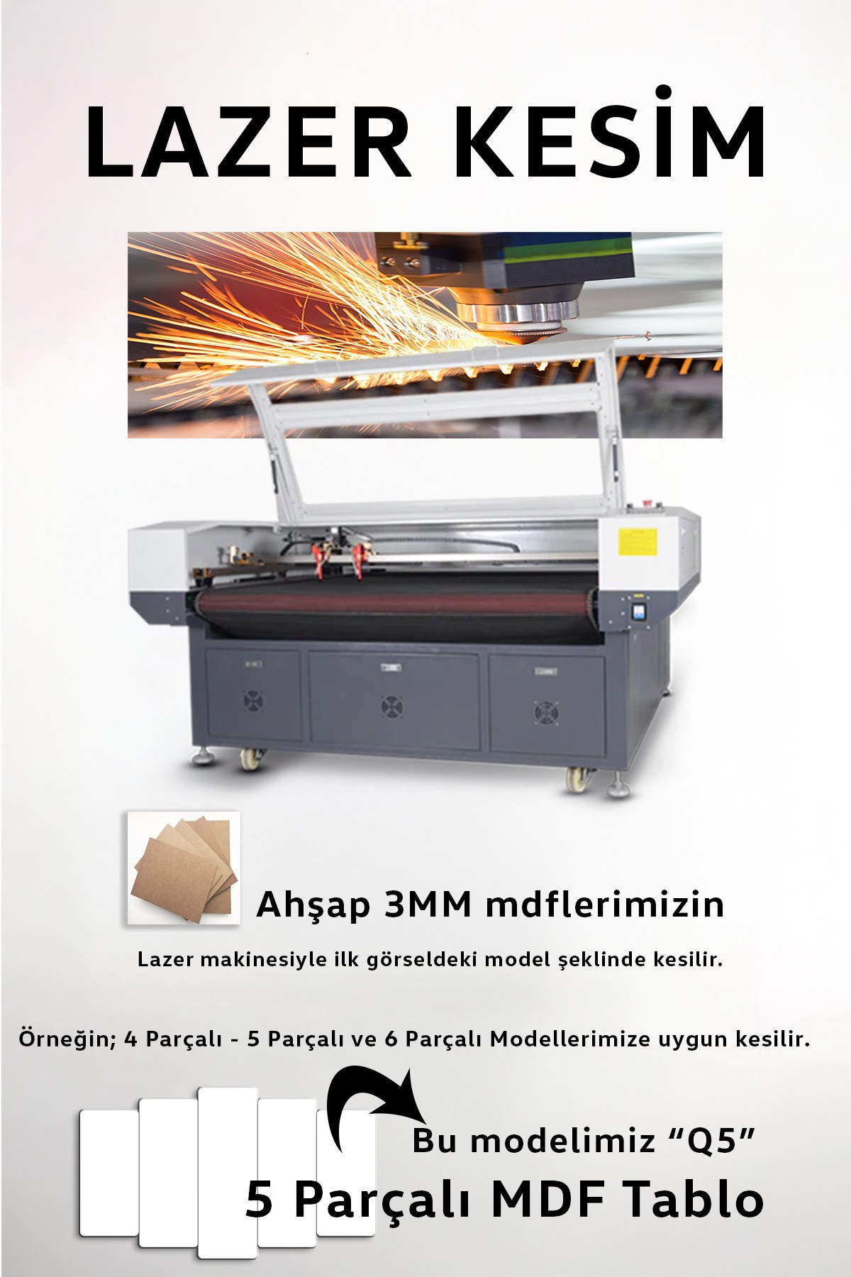 Altın Yaprak Işıltısı - 5 Parçalı Tablo