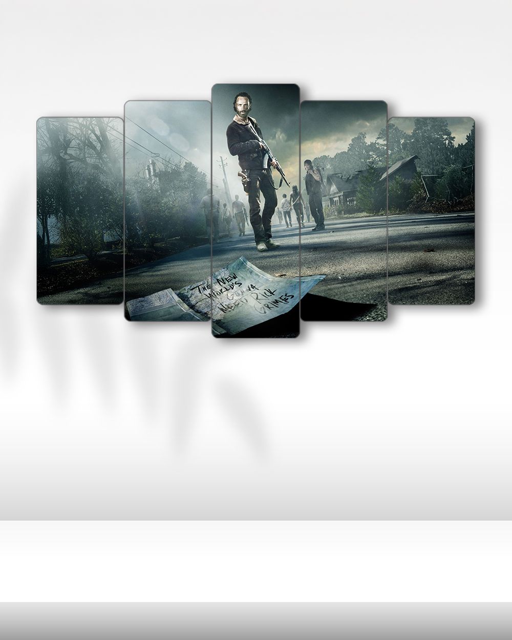 The Walking Dead Rick Grimes Sokakta - 5 Parçalı Tablo