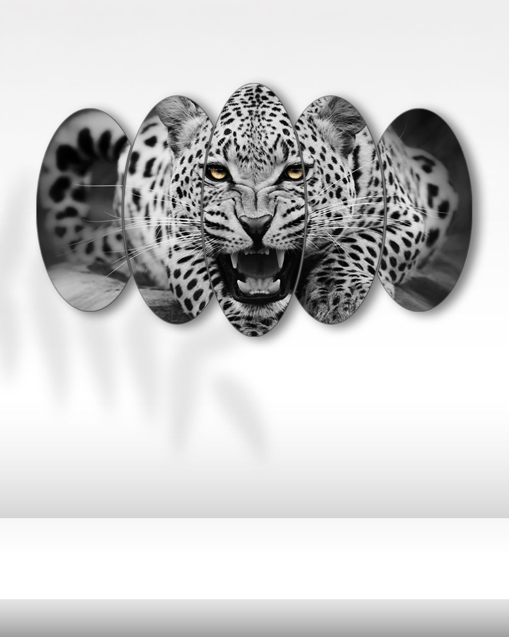 Öfkeli Leopar - 5 Parçalı Tablo