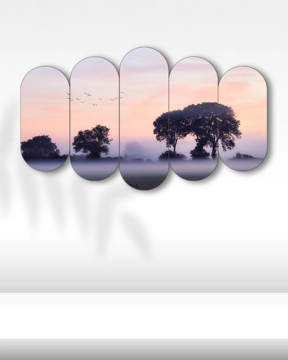 Sisli Manzara ve Ağaçlar - 5 Parçalı Tablo