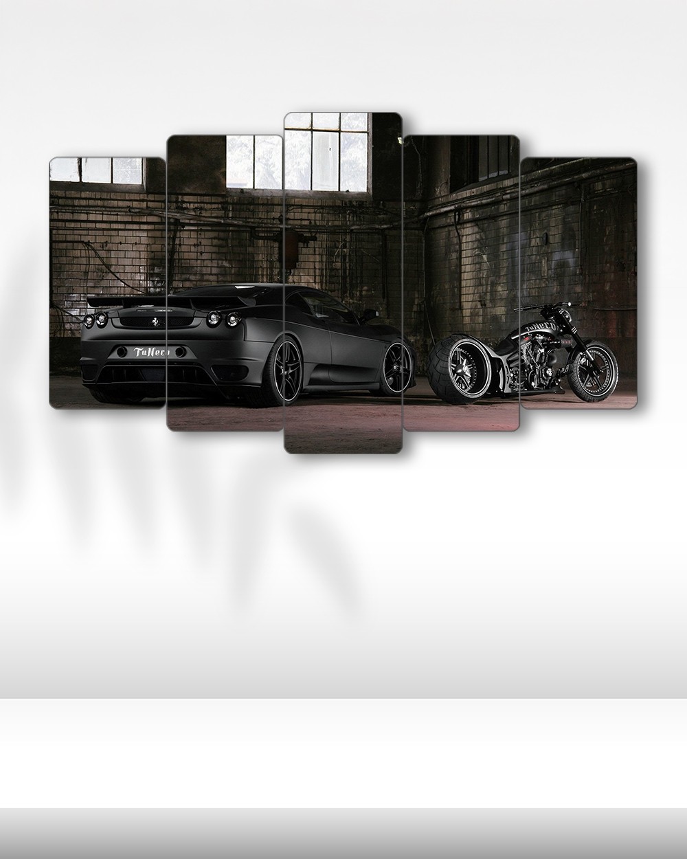 Ferrari F430 & Custom Chopper - 5 Parçalı Araba Tablo