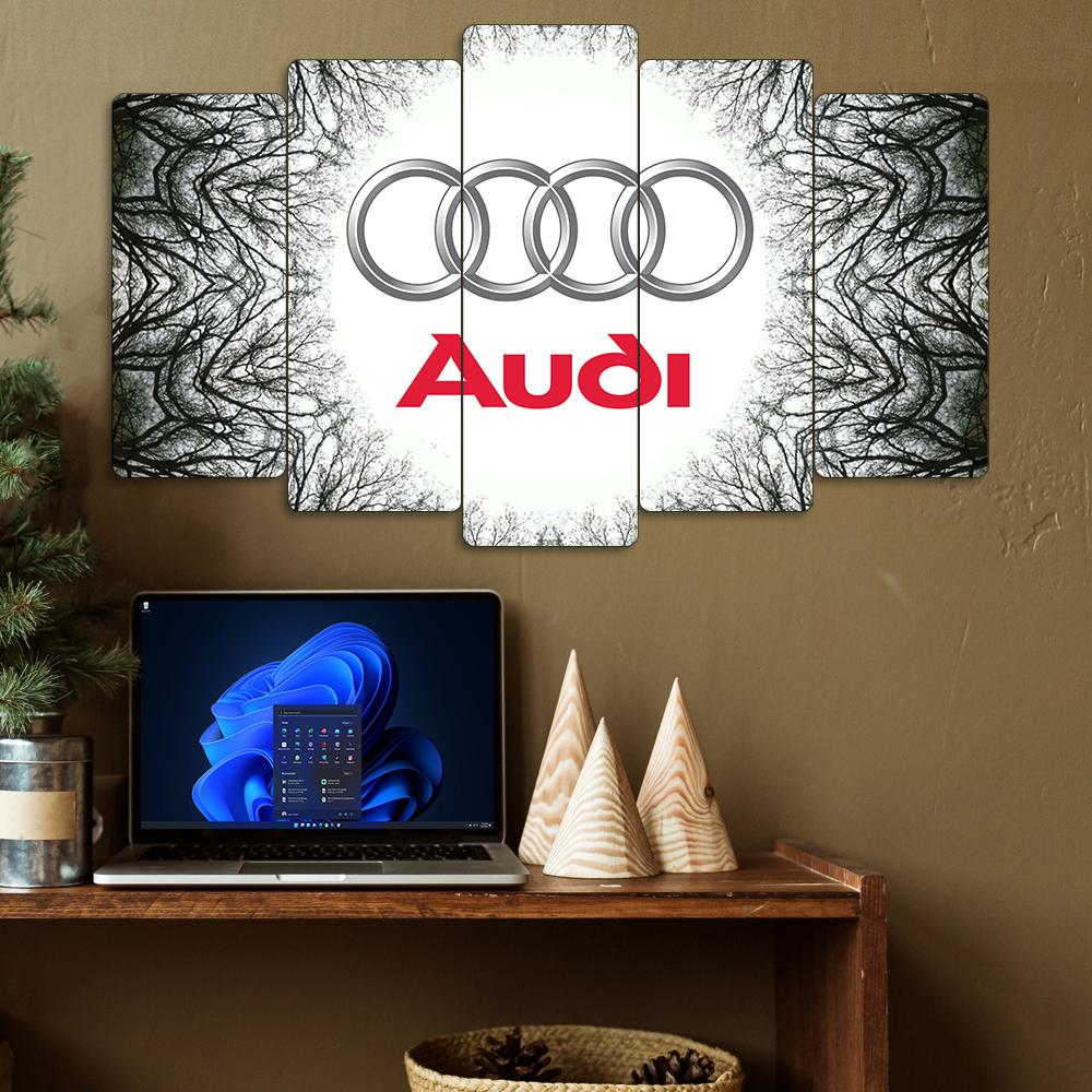 Audi Logo - 5 Parçalı Araba Tablo