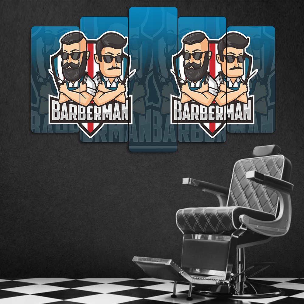 İkili Barberman - 5 Parçalı Berber Tablo