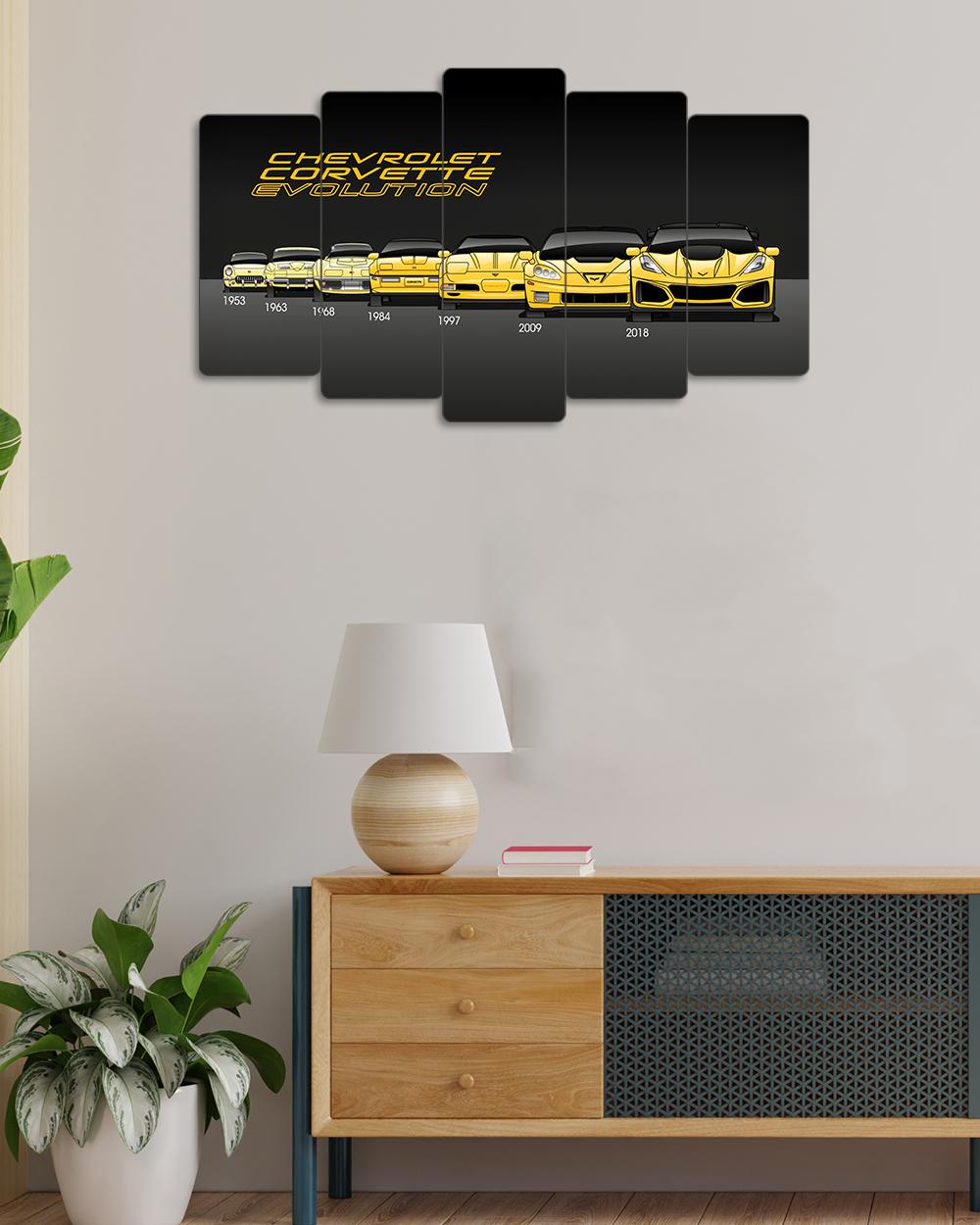 Chevrolet Corvette Evrimi - 5 Parçalı Araba Tablo