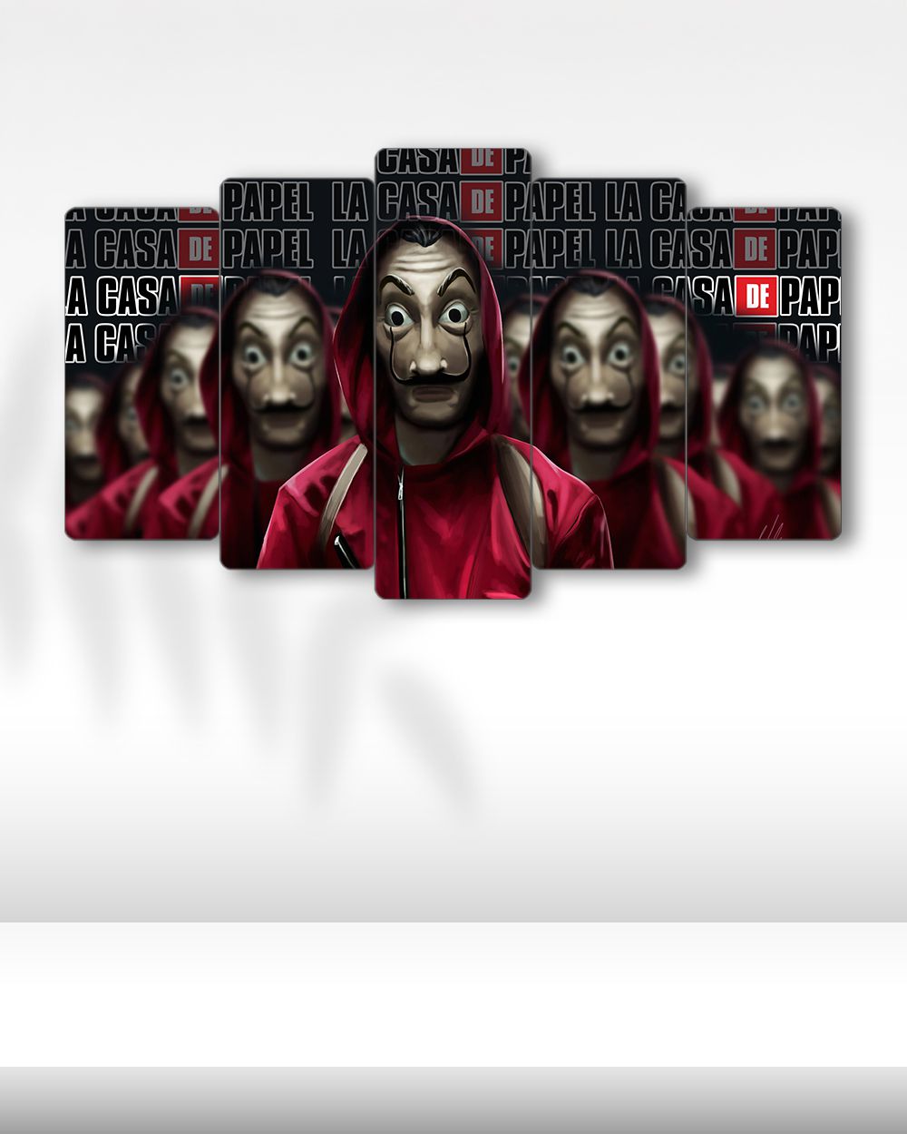 La Casa De Papel, Maskeler - 5 Parçalı Tablo