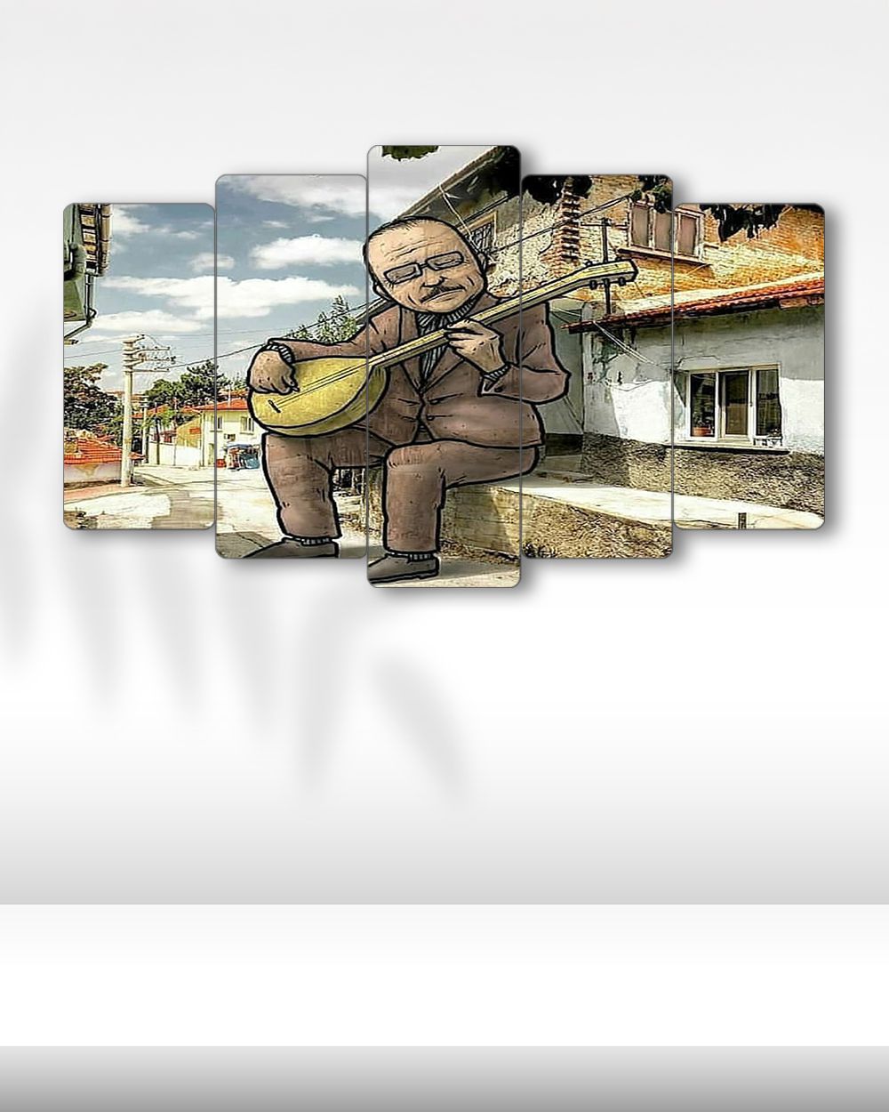Neşet Ertaş, Karikatürlü Köy Portresi - 5 Parçalı Tablo