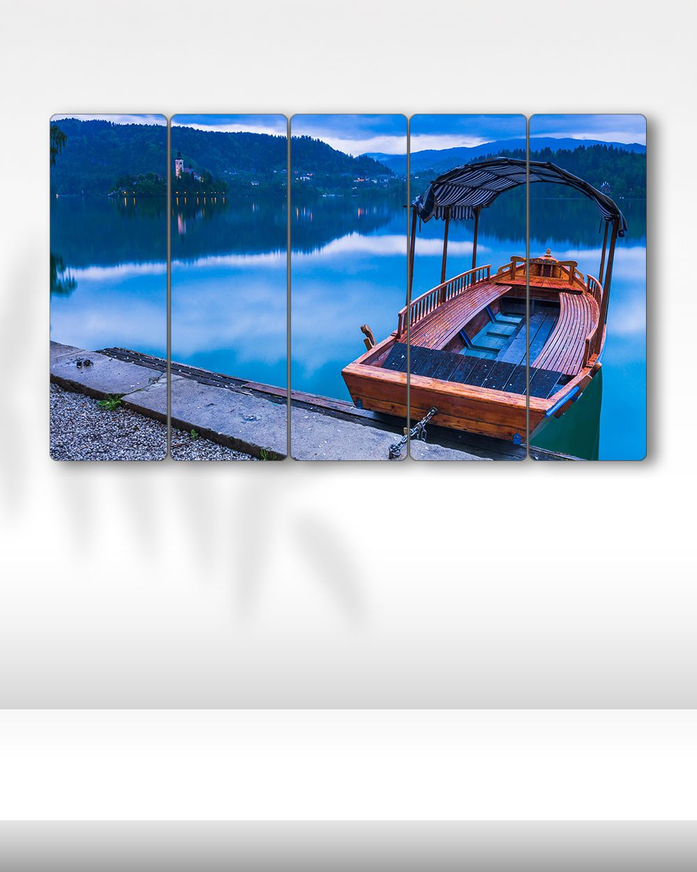 Slovenya, Bled Gölü, Kayık - 5 Parçalı Tablo