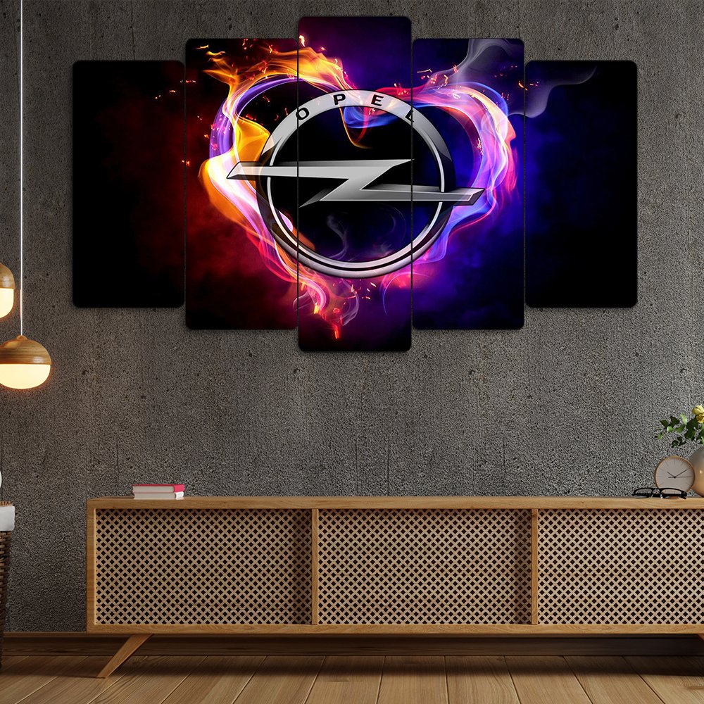 Opel Alevli Logosu - 5 Parçalı Araba Tablo