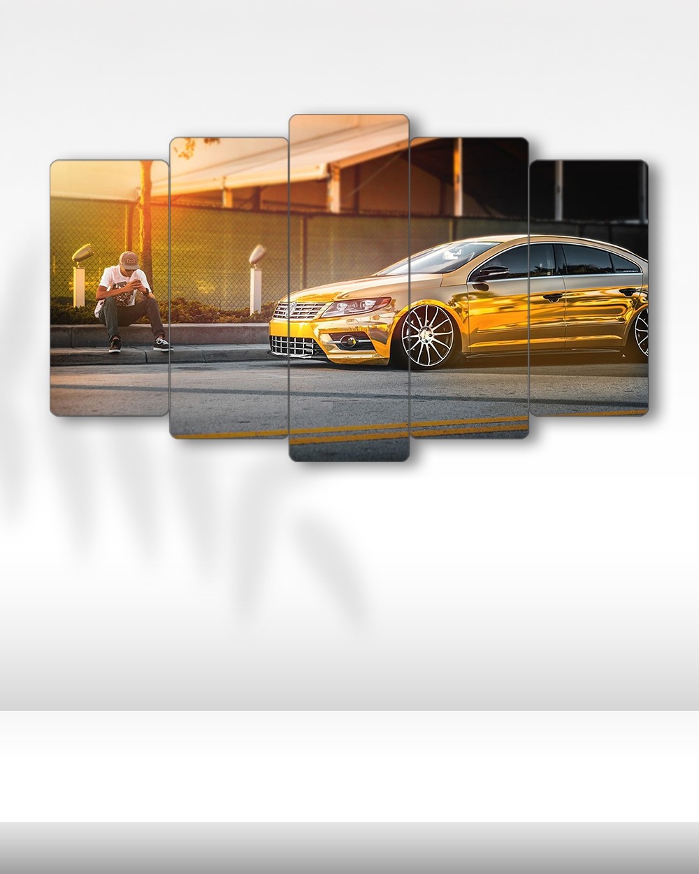 Volkswagen CC Gold Chrome - 5 Parçalı Araba Tablo