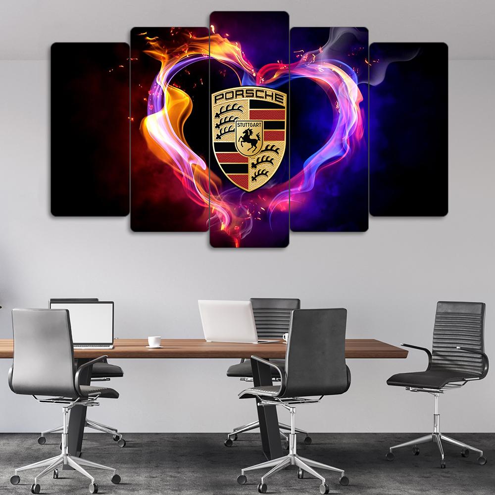 Porsche Logo - 5 Parçalı Araba Tablo