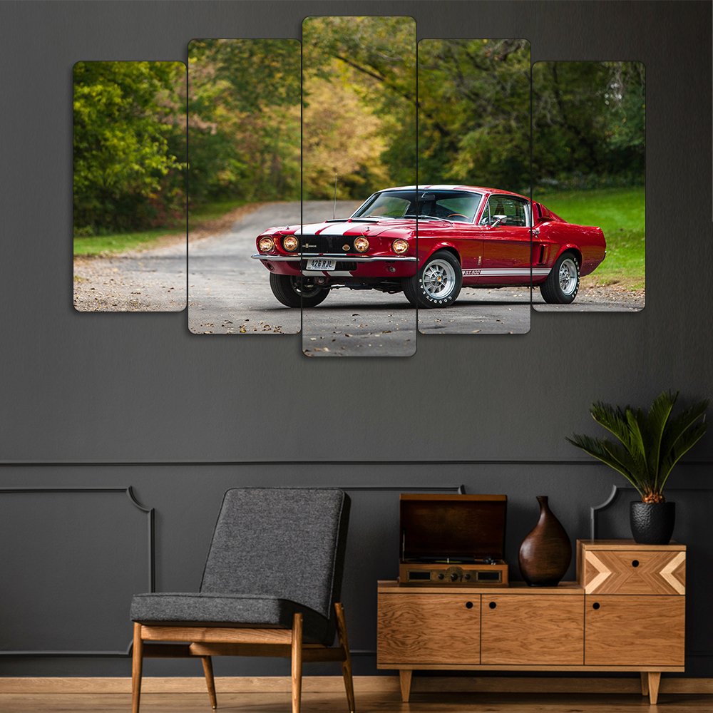 1967 Ford Mustang Shelby GT500 - 5 Parçalı Araba Tablo
