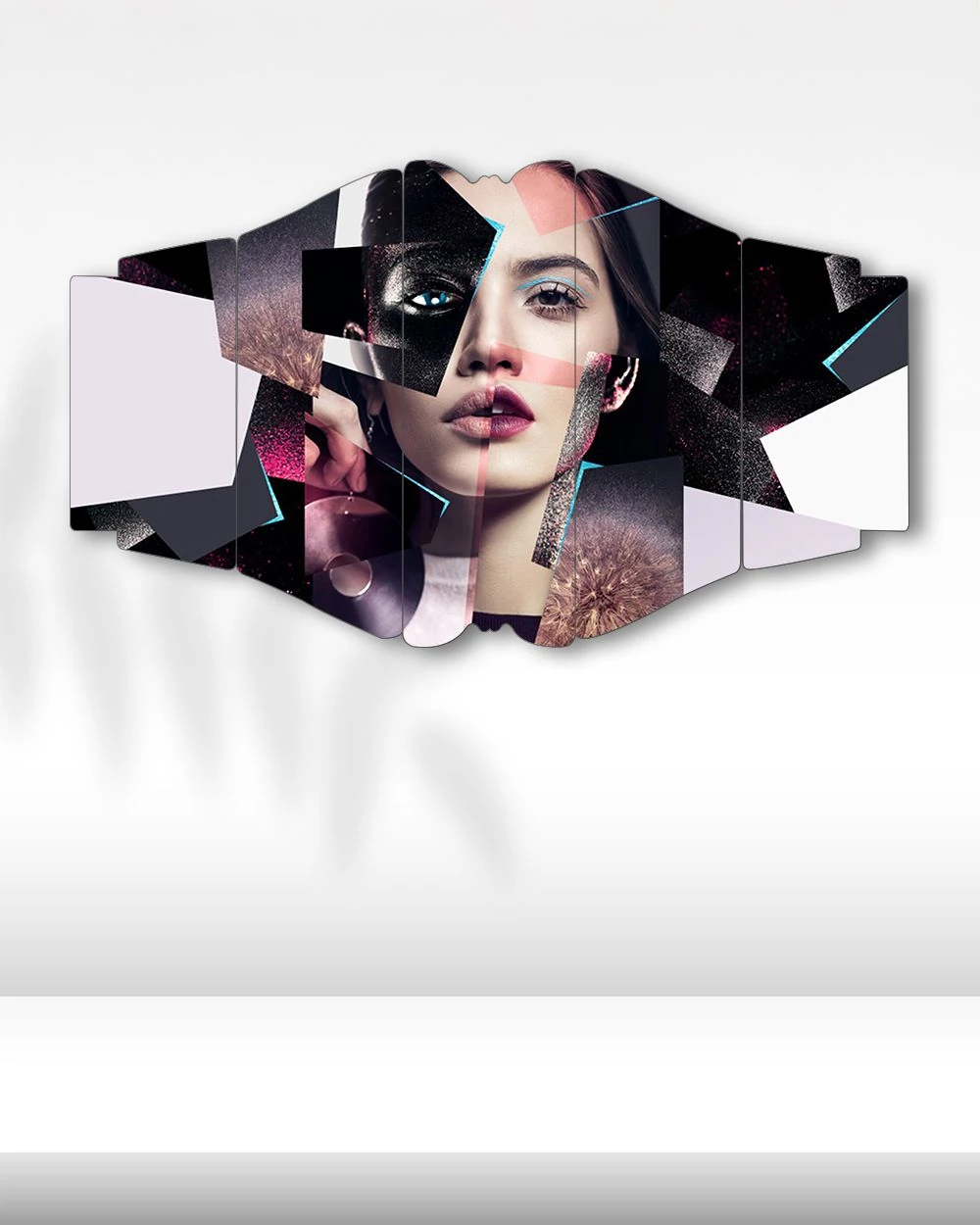 Parçalanmış Kadın Portresi - 5 Parçalı Tablo