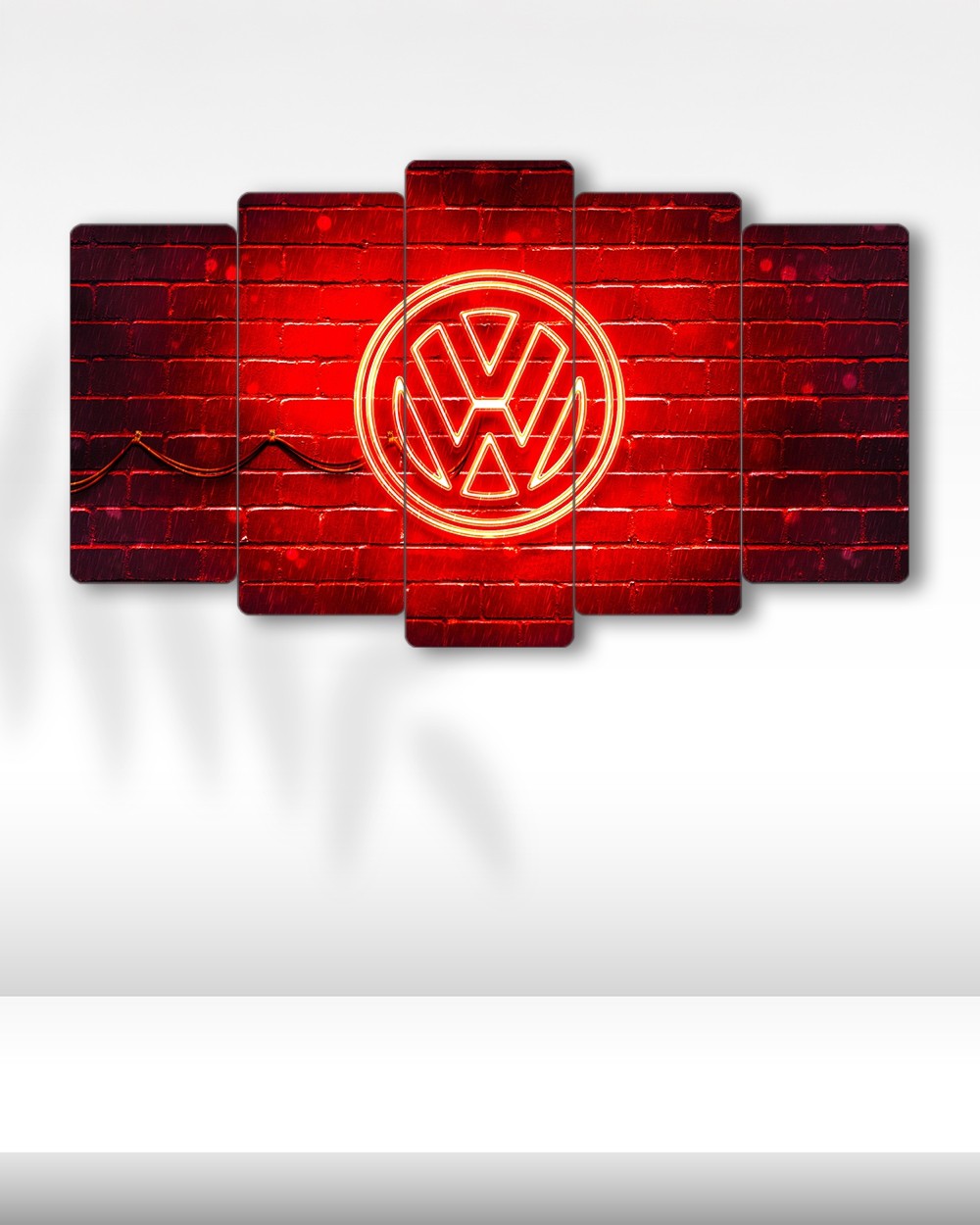 Volkswagen Kırmızı Logo - 5 Parçalı Araba Tablo