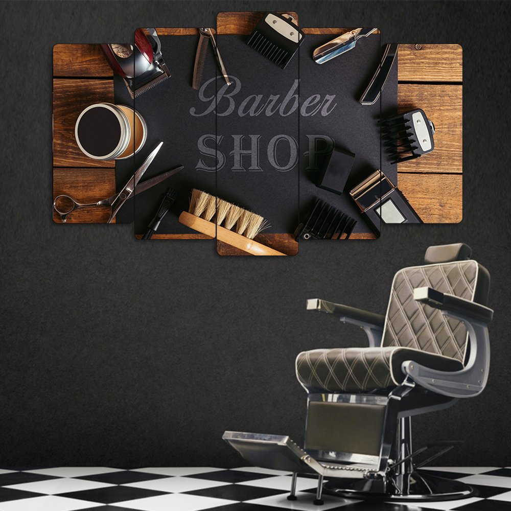 Barber Shop, Tıraş Makinesi, Makas - 5 Parçalı Berber Tablo