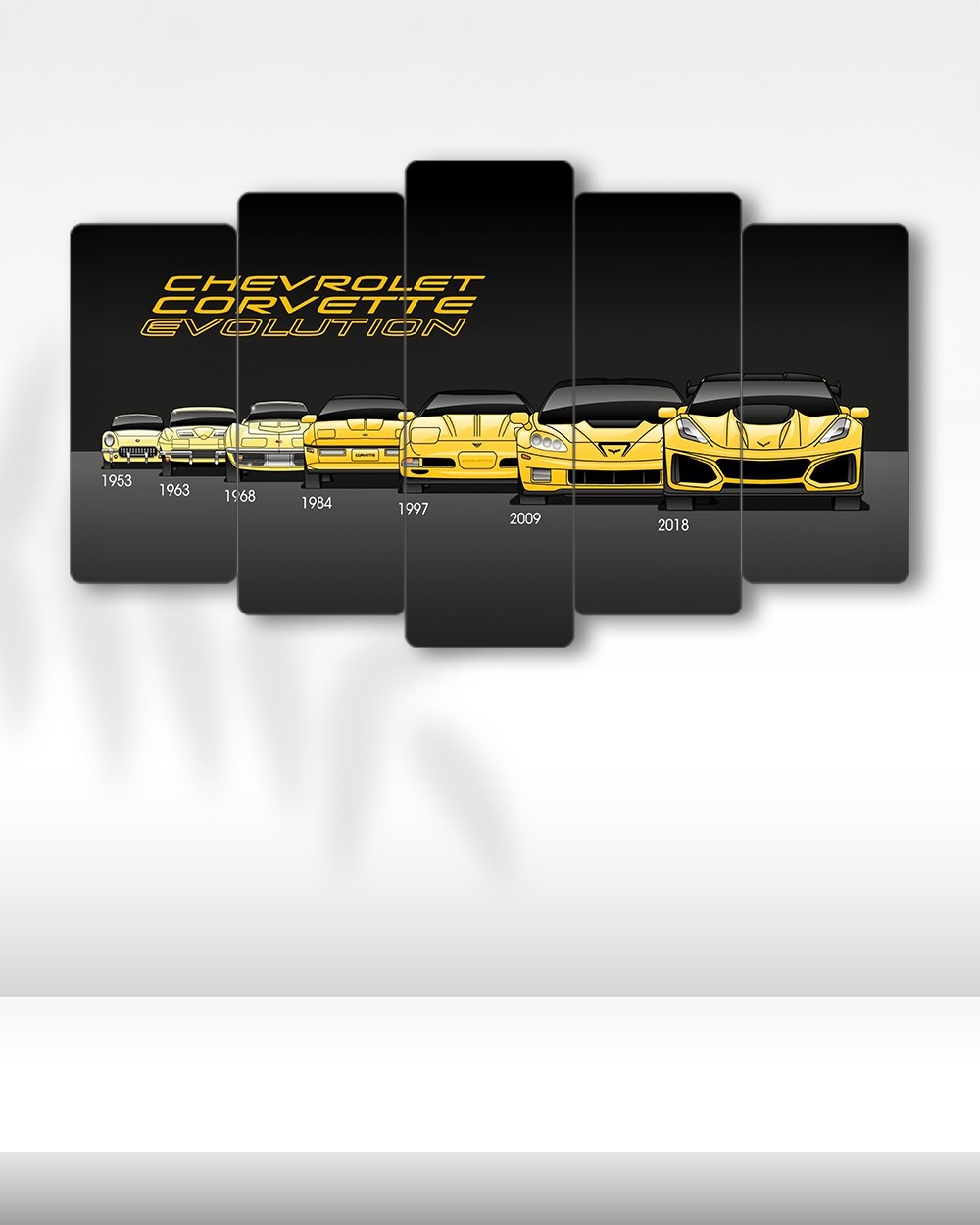 Chevrolet Corvette Evrimi - 5 Parçalı Araba Tablo