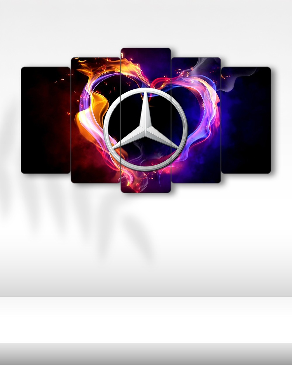 Mercedes Logo - 5 Parçalı Araba Tablo