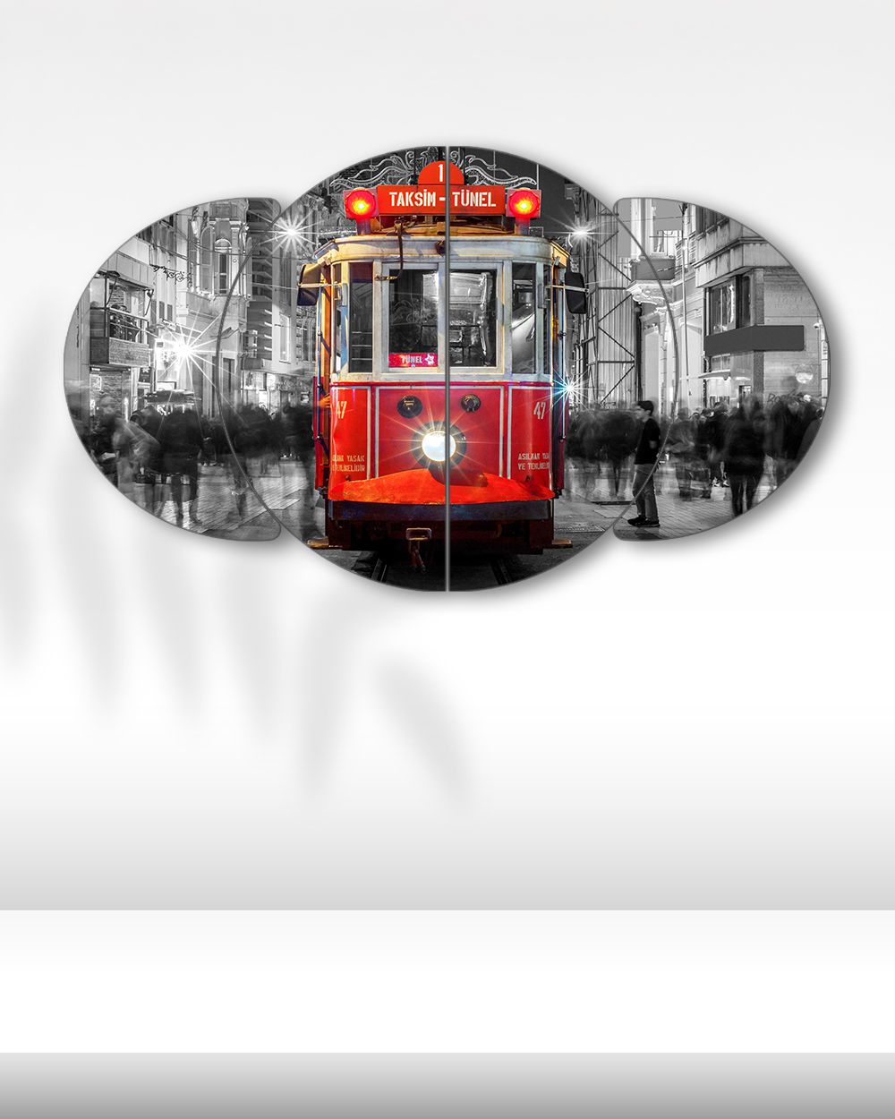 Nostaljik Kırmızı Tramvay - 4 Parçalı Tablo