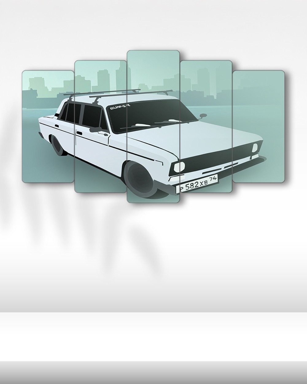 Lada 2107 Silüeti - 5 Parçalı Araba Tablo