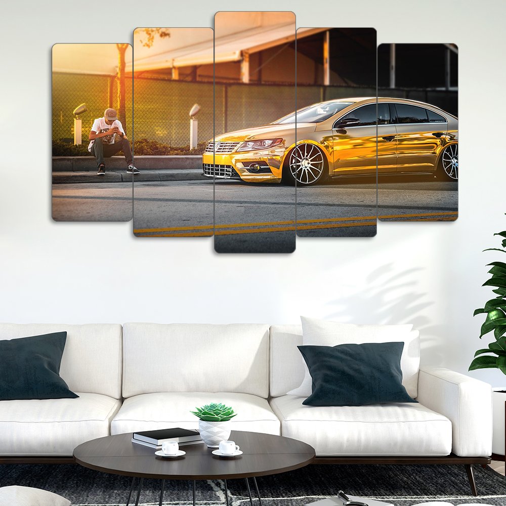 Volkswagen CC Gold Chrome - 5 Parçalı Araba Tablo