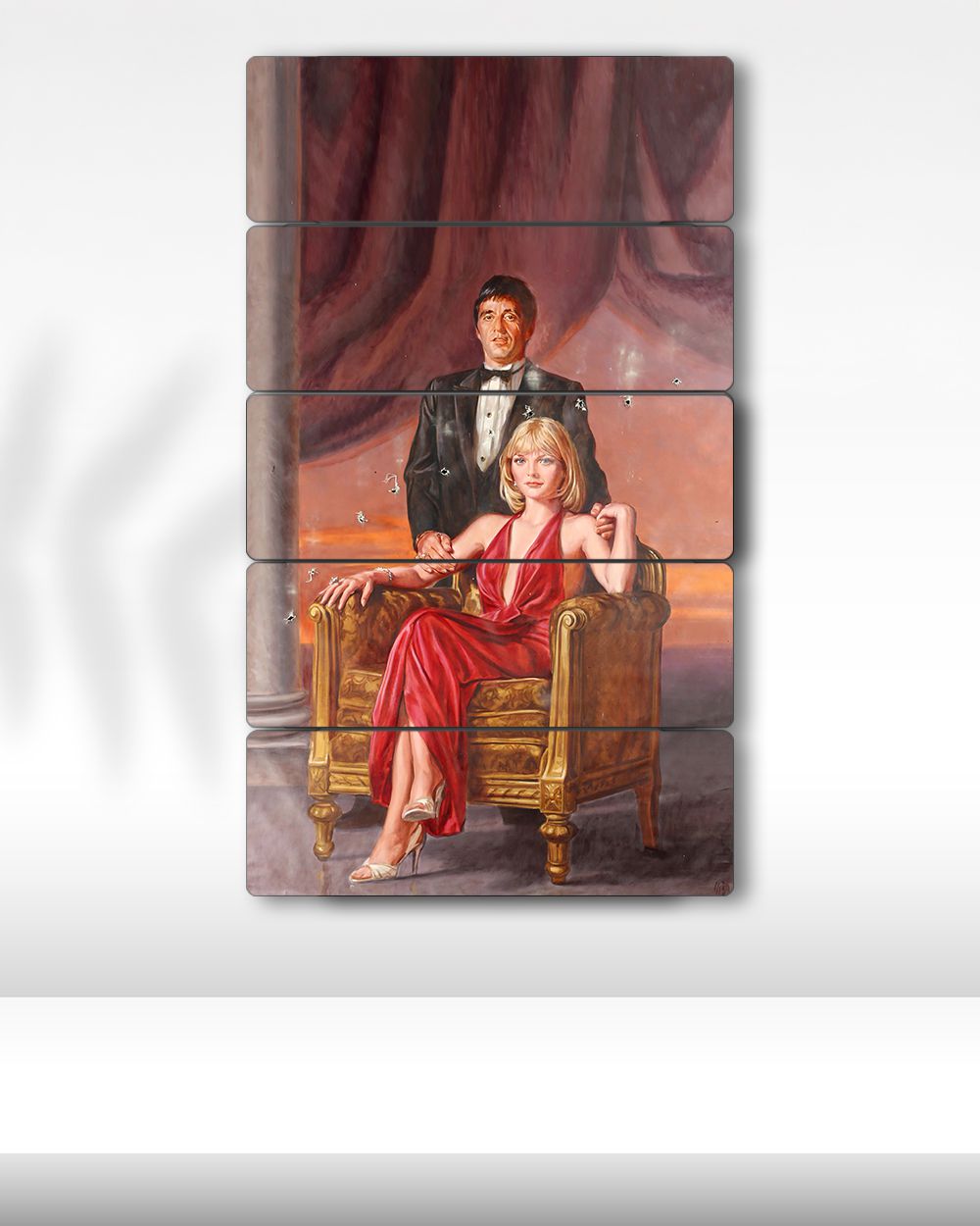 Tony Montana ve Elvira Hancock, Scarface - 5 Parçalı Tablo