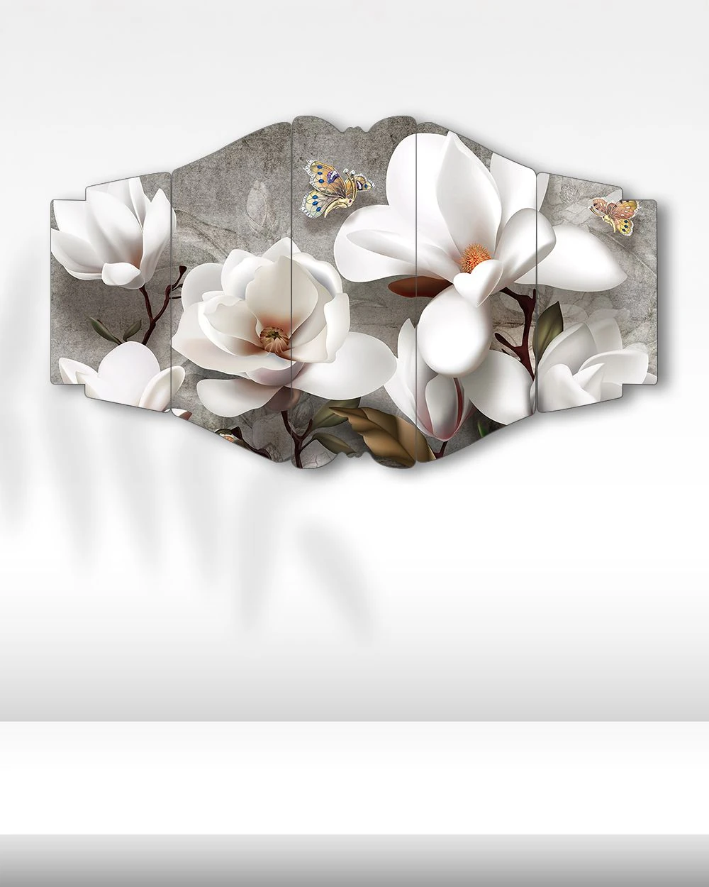 Zarif Beyaz Manolyalar - 5 Parçalı Çiçek Tablo