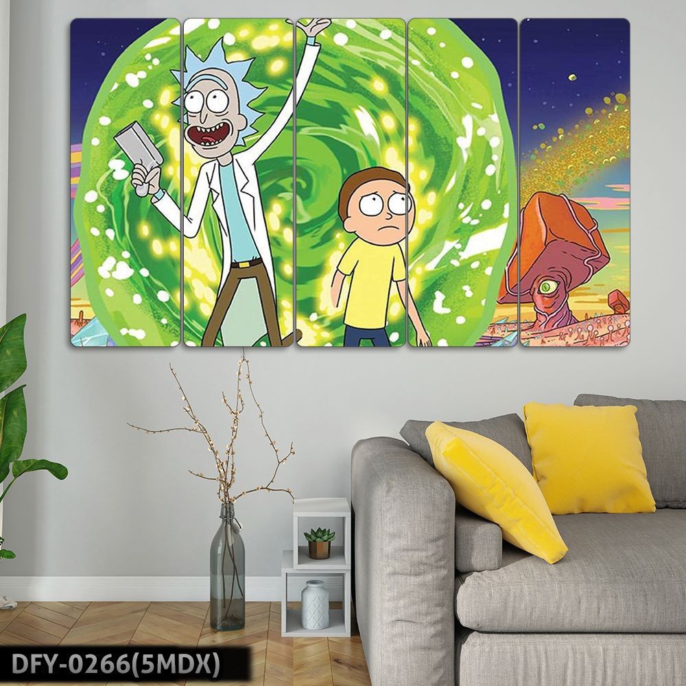 Rick and Morty, Portal Sahnesi - 5 Parçalı Tablo