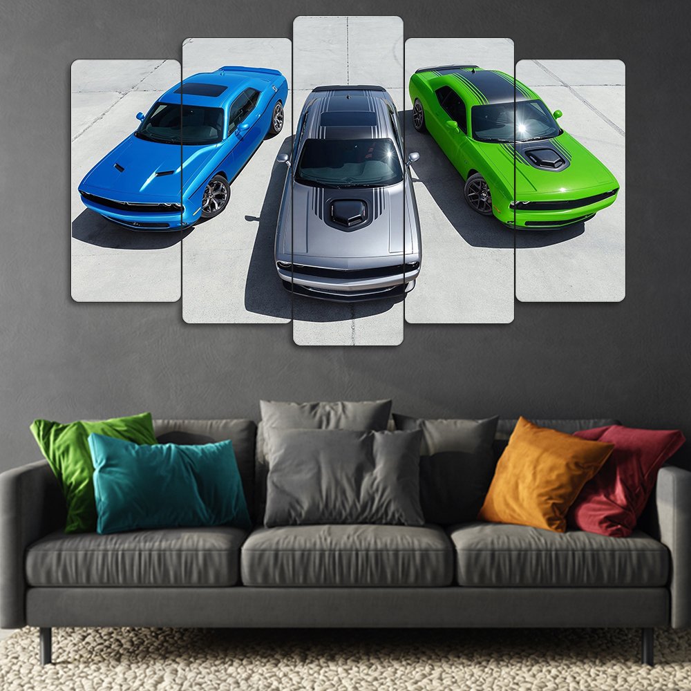 Dodge Challenger Muscle Line-Up - 5 Parçalı Araba Tablo