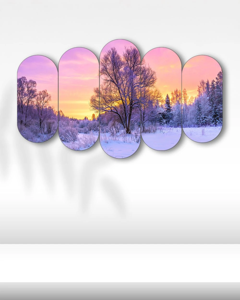 Karlı Kış Manzarası - 5 Parçalı Tablo
