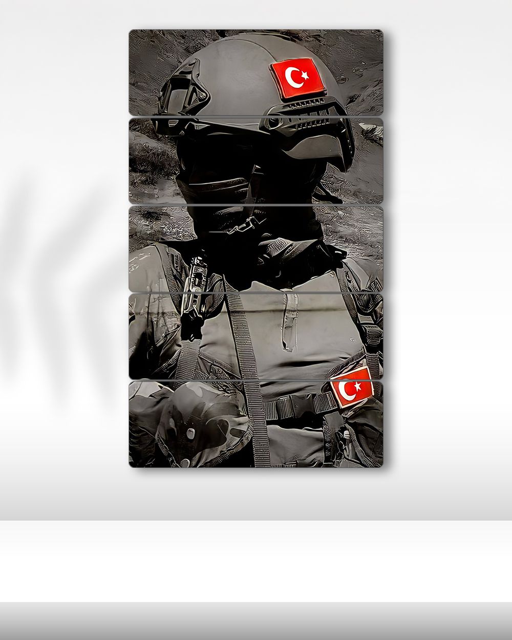 Türk Bayrağı, Türk Askeri, Komando - 5 Parçalı Tablo