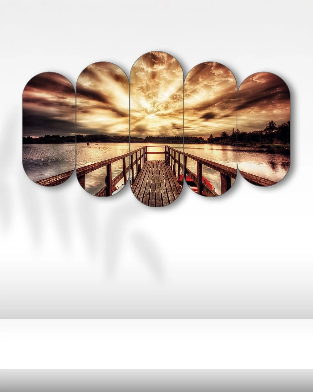 Göl Üzerinde İskele - 5 Parçalı Tablo
