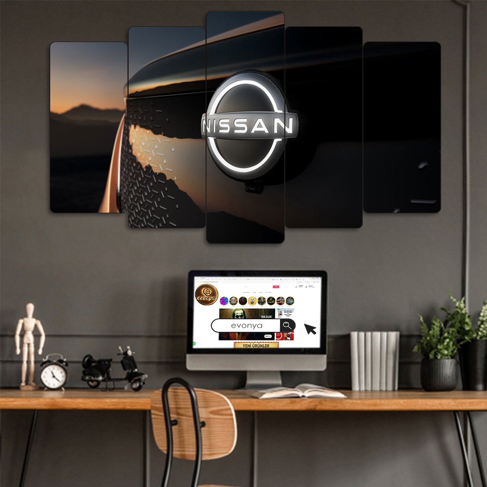Nissan Logo - 5 Parçalı Araba Tablo