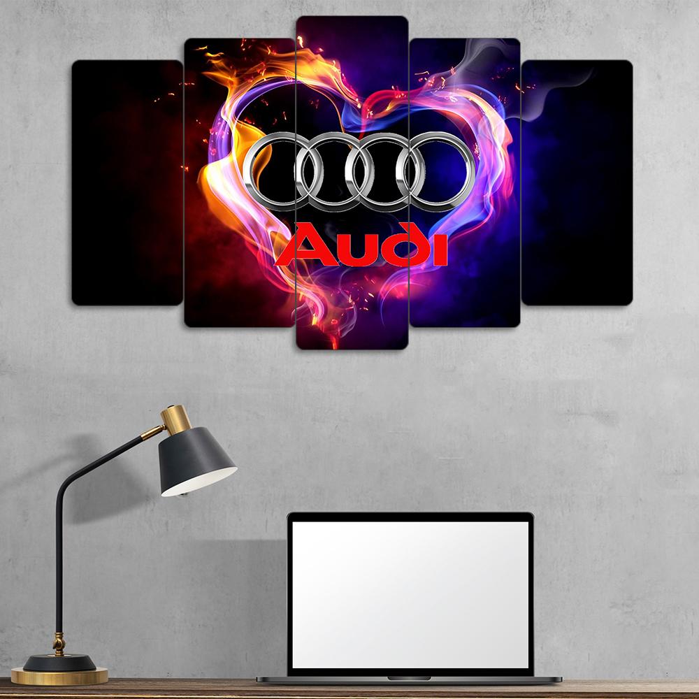 Audi Logo - 5 Parçalı Araba Tablo