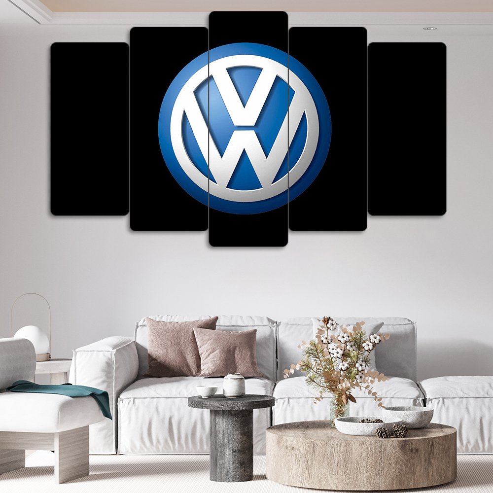 Volkswagen Logo - 5 Parçalı Araba Tablo