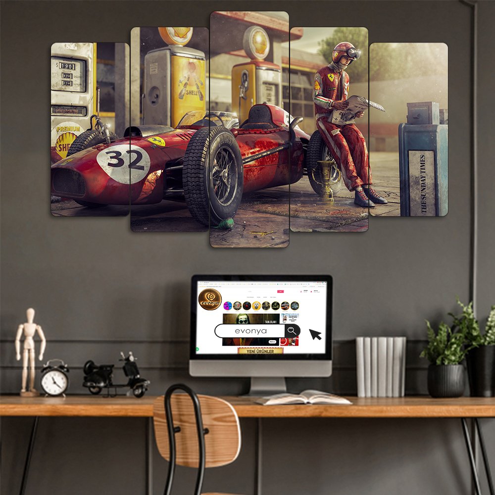 Ferrari 156 F1 1961 - 5 Parçalı Araba Tablo