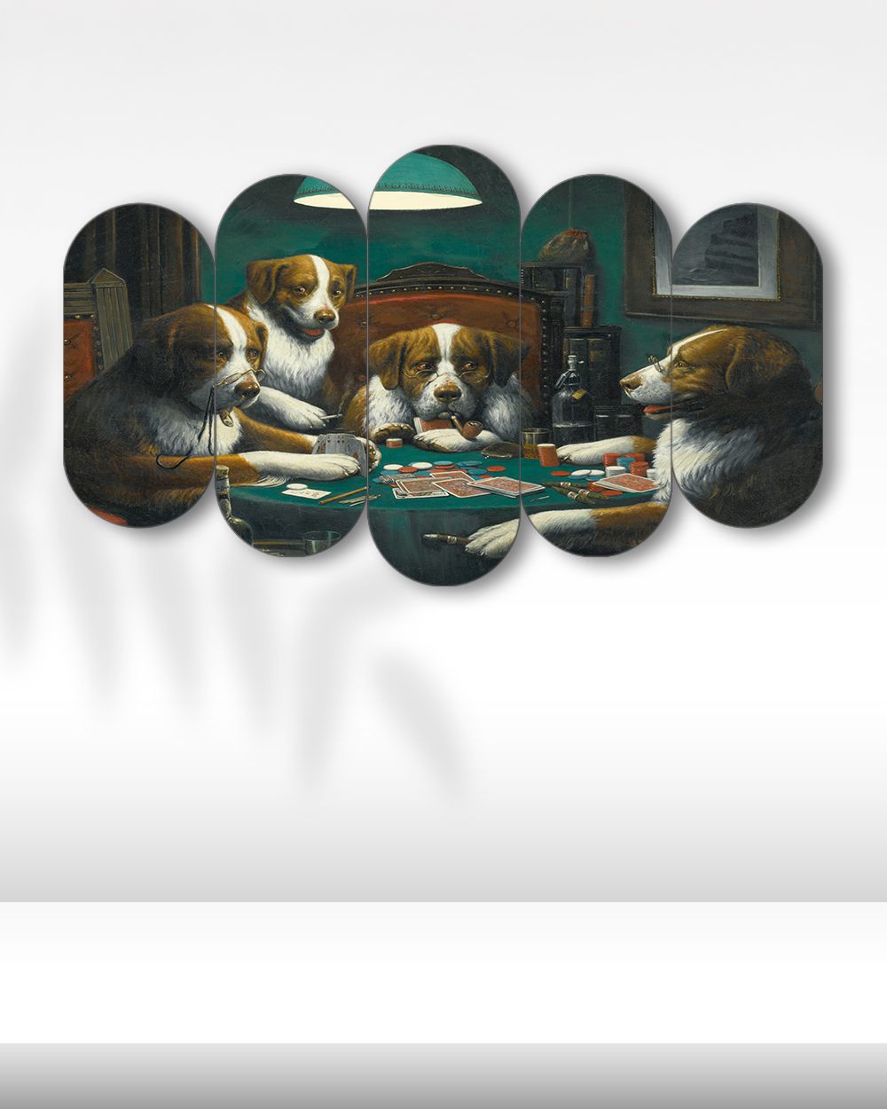 Masanın Başındaki Köpekler - 5 Parçalı Tablo