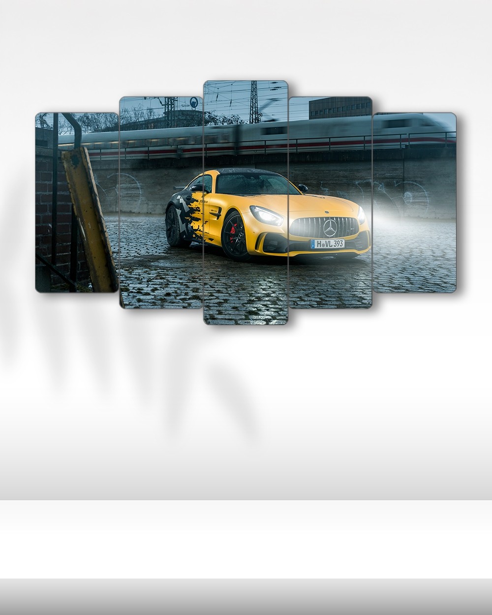 Mercedes-AMG GT R Yellow Strike - 5 Parçalı Araba Tablo