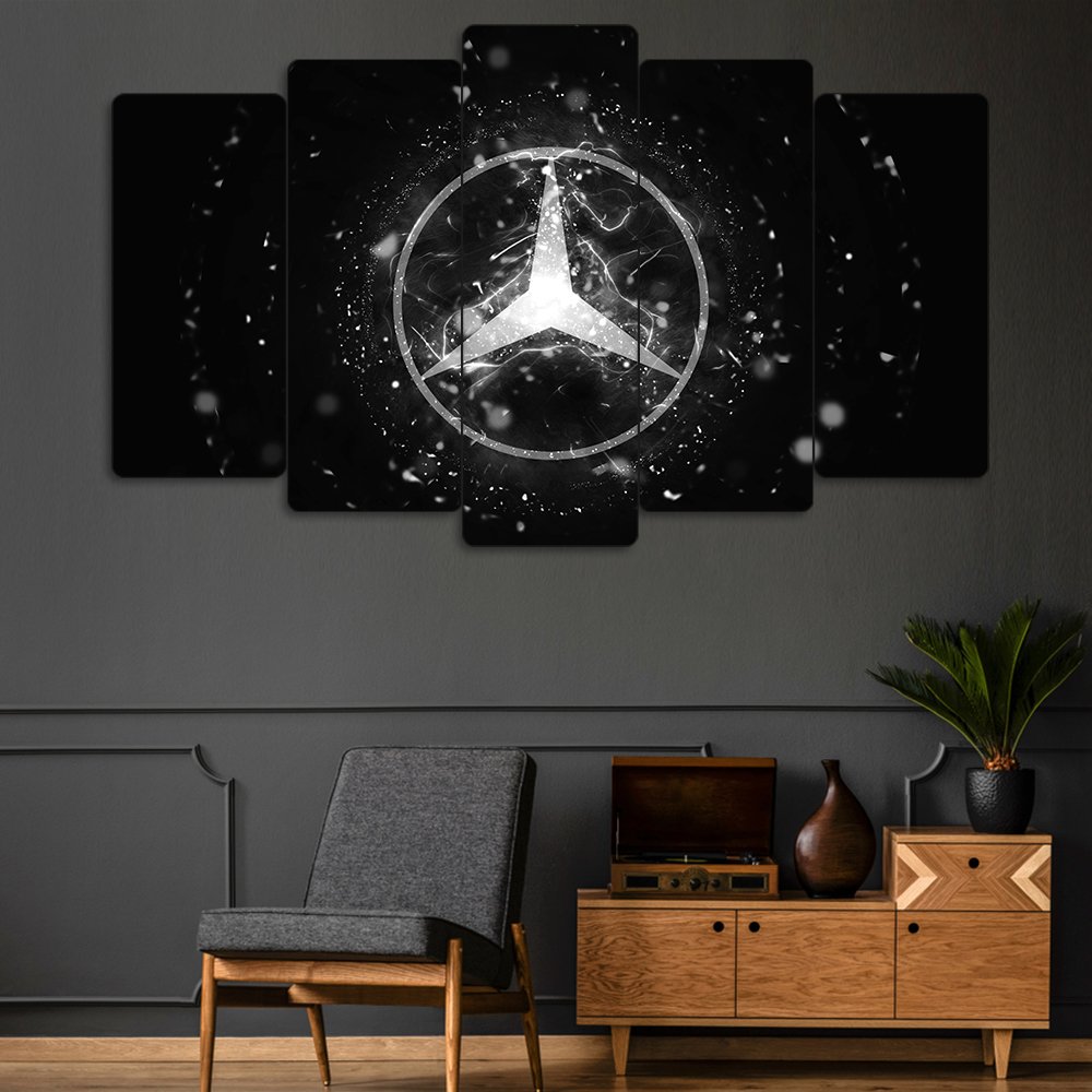 Mercedes-Benz Logo - 5 Parçalı Araba Tablo