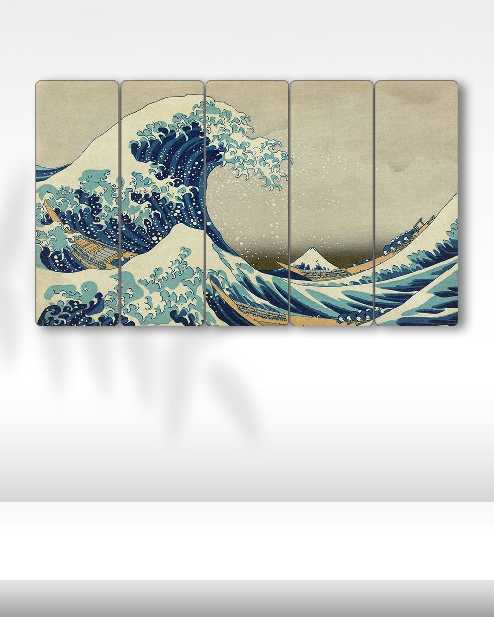 Kanagawa'nın Büyük Dalgası, Katsushika Hokusai - 5 Parçalı Tablo